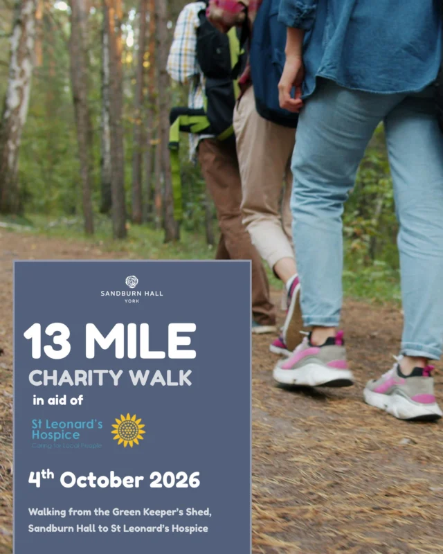 13 miles for a very special cause 🚶‍♂️

On the 4th October, members of the Sandburn Hall team will be taking on a 13-mile charity walk from our Greenkeeper’s Shed all the way to @stleonardshospice, raising money for the incredible work they do.

We’ll be walking in memory of our much-loved Head Greenkeeper, Andy, making this one particularly close to our hearts 💙

And our fundraising doesn’t stop there! Carolyn, who many of you may recognise from our Tykes breakfast team, is also taking on a charity skydive in support of St Leonard’s! If you spot her at breakfast, be sure to wish her luck! 🪂

We’d be incredibly grateful for any support, whether that’s a donation, a share, or simply cheering us on.

Sponsor our 13-mile walk here:
👉 Link in bio

Thank you from all of us at Sandburn Hall ❤️